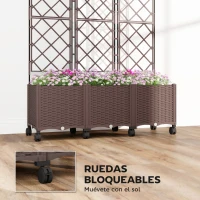 Outsunny Jardinera con Enrejado y Ruedas con Drenaje para Cultivos Verduras Flores Hierbas 120x40x192 cm Marrón(m-6)
