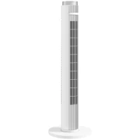 HOMCOM 96 cm Tower Fan with WiFi App Control, Standing Floor Fan with 3 Speed 4 Modes, 12 Hour Timer and Night Light White(m-1)