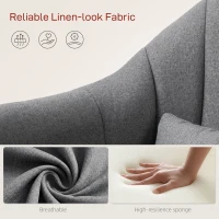 HOMCOM Swivel Linen Fabric Accent Chair for Living Room Contemporary Vanity Armchair with Adjustable Height Thick Cushion Lumbar Support Armrest for Bedroom Office Dark Grey(m-4)