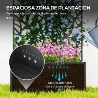 Outsunny Jardinera Elevada con Panel de Privacidad de Ramas Decorativas de Metal y Opción de Montaje en Pared 61x23x113 cm Negro(m-4)
