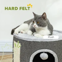 PawHut 30cm Cat Condo Barrel Tower, Small Cat Tree for Indoor Cats with Plush Platform, Toy Ball, Dark Grey(m-5)