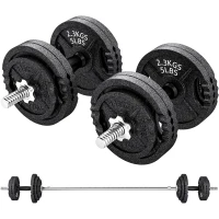 SPORTNOW Pesi per Palestra 2 in 1 da 42 kg con 14 Dischi, Bilanciere e Manubri, in Acciaio, 180x24x24 cm, Nero(m-10)