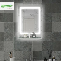 kleankin LED Bathroom Mirror with Lights and Shelf, Illuminated Makeup Mirror, Vanity Mirror with 3 Colour, Smart Touch, Anti-Fog(m-11)