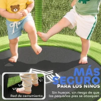 HOMCOM Cama Elástica Infantil Trampolín para Niños de 3-6 Años con Red de Seguridad Carga 45 kg Ø140x190 cm Verde(m-5)