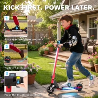 SPORTNOW Folding Electric Scooter for Kids, with Dual Brakes, Front Suspension, LED Colourful Lights, Red(m-4)