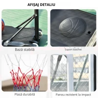 HOMCOM Cos de Basket cu Înaltime reglabila 160-210 cm din otel si baza cu roti(m-4)