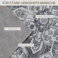 HOMCOM Teppich Maschinenwaschbar Anti-Rutsch Wohnzimmerteppich mit Flanell-Optik, 230 x 160cm, Grau(m-4)