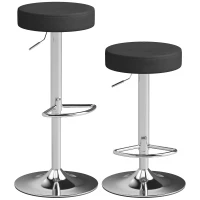HOMCOM Bar Stools Set of 2, Modern PU Leather Swivel Barstools, Height Adjustable Breakfast Bar Chairs with Footrest, Black(m-10)