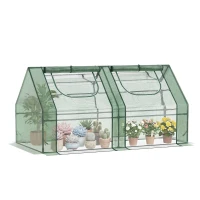 Outsunny Invernadero de Exterior con Cubierta Doble Ventanas y Marco de Acero para Cultivar Plantas Flores 180x90x90 cm Verde(m-10)