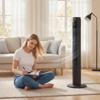 HOMCOM Tower Fan with WiFi Control Standing Floor Fan with Remote Control 116 cm Black(m-2)