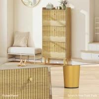 HOMCOM Narrow Shoe Cabinet, Modern Shoe Storage Cabinet with 3 Flip Drawers, Oak(m-8)