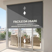Outsunny Tenda a Rullo Avvolgibile in Poliestere Anti-UV con Catenella, 240x160 cm, Grigio Scuro(m-5)