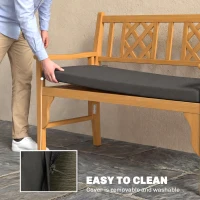 Outsunny Wodoodporna poduszka na ławkę, poduszka na zewnątrz ze zdejmowanym pokrowcem i paskami mocującymi, na ogród i taras, 110 x 46 cm, ciemnoszara(m-6)