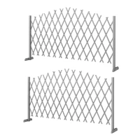 Outsunny 2 Pack Expanding Fence Panels, Wooden Freestanding Garden Fence with Stable Feet, 180 x 30 x 103cm, Dark Grey(m-11)