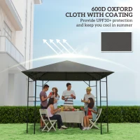 Outsunny Dach zastępczy do pawilonu 3 x 3 m wodoodporny dach pawilonu UPF30+ pokrycie z tkaniny Oxford, 370 g/m², szary(m-6)