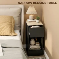 HOMCOM Set of Two Modern Storage Bedside Tables - Black(m-5)