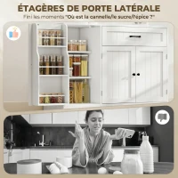 HOMCOM Buffet cuisine, meuble de rangement avec tiroir, 3 portes à fermeture douce, racks-porte et étagères réglables, blanc(m-5)