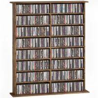 HOMCOM CD & DVD storage with 16 compartments and 12 adjustable shelves max capacity 720 CD/396 DVD & Blu-ray brown(m-6)
