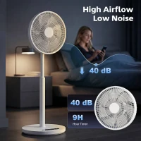 HOMCOM Wentylator stojący z pilotem i 12 prędkościami, wentylator podłogowy z regulowaną wysokością do sypialni, biały(m-7)