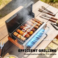 Outsunny Portable BBQ Grill, Folding Charcoal Barbecue Grill with Removable Charcoal Basin for Camping Picnic Garden Party, Black(m-5)