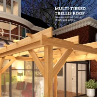 Outsunny 3 x 3 m Wooden Pergola Kit, Decorative Garden Gazebo Shelter with Stable Structure for Climbing Vines, Dark Brown(m-5)