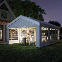 Outsunny 6 x 4m Party Gzebo, Party Marquee, Heavy Duty, Removable Sidewalls & Zippered Doors, Windows, Water Resistant-Whtie(m-9)