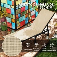 Outsunny Tumbona Reclinable de Jardín Exterior con Respaldo Ajustable en 4 Posiciones y Marco de Acero 166x60x84 cm Caqui(m-5)