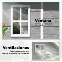 Outsunny Caseta de Jardín Exterior 182x151x219 cm con Suelo Puerta Cerrada y Techo Inclinado para Almacenar Herramientas Gris(m-6)