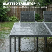 Outsunny 7 Pieces Outdoor Dining Set, Patio Table and Chairs for 6, Garden Dining Furniture Set with Slatted Tabletop(m-5)