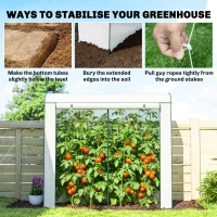 Outsunny Mini Greenhouse, Garden Tomato Growhouse with Roll-Up Door and 2 Mesh Windows, PE Cover, 200 x 75 x 188 cm, White(m-8)