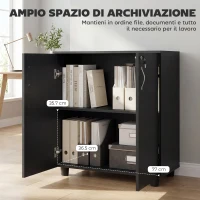 Vinsetto Mobile Ufficio Portadocumenti Multiuso con Serratura, 2 Ante e Mensola Interna, 80x40x80 cm, Nero(m-4)