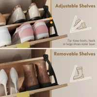 HOMCOM Shoe Cabinet with 2 Flip Drawers, Narrow Shoe Storage Top for Entryway Hallway, Walnut Brown(m-5)