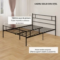 Homcom Pat Metalic 160×200 cm – Cadru cu sipci & Tablie Integrate(m-4)