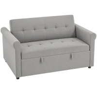 HOMCOM Two-Seater Velvet-Feel Sofa Bed - Grey(m-1)
