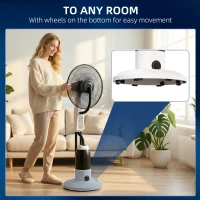 HOMCOM Pedestal Fan with Water Mist Spray 3 Speeds 2.8L Water Tank, White(m-7)
