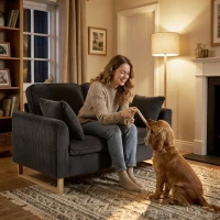 HOMCOM 2 Seater Sofa, 140 cm Loveseat Sofa with Spring Cushions, Metal Legs, 2 Pillows, Dark Grey(m-7)