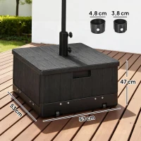 Outsunny Base para Sombrilla Exterior 3 en 1 Mesa Auxiliar Macetero con Drenaje Soporte de Parasol Rellenable Arena 80 kg Negro(m-3)