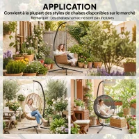 Outsunny Support de Fauteuil Suspendu, Support Chaise Suspendue, Cadre en C, Charge Max. 150 kg, 128 x 105 x 205 cm, Noir(m-6)