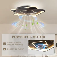 HOMCOM Wentylator Sufitowy z Lampą i Pilotem, LED Wentylator Sufitowy z 6 Prędkościami, 3 Temperaturami Barw(m-6)