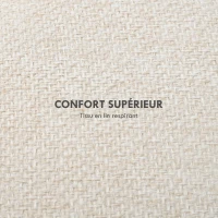 HOMCOM Pouf rond repose-pieds tabouret avec coffre de rangement pieds en bois design moderne crème(m-5)