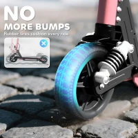 SPORTNOW Folding Electric Scooter for Kids, with Dual Brakes, Front Suspension, LED Colourful Lights, Pink(m-8)