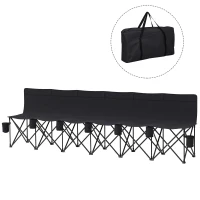 Outsunny 6 Seater Folding Camping Chair with Cup Holder & Carry Bag - Black(m-11)