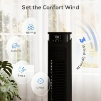 HOMCOM Tower Fan with WiFi Control Standing Floor Fan with Remote Control 116 cm Black(m-6)