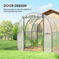Outsunny Polytunnel Greenhouse Walk-in Grow House with Plasric Cover, Door, Mesh Window and Steel Frame, 3 x 2 x 2m, Clear(m-5)