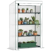 Outsunny Four-Tier Mini Greenhouse - Green/White(m-10)