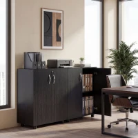 Vinsetto Mobile Ufficio Portadocumenti Multiuso con Serratura, 2 Ante e Mensola Interna, 80x40x80 cm, Nero(m-8)