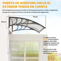 Outsunny Marquesina para Puertas y Ventanas 100x75 cm con Paneles de Policarbonato Barra de Aluminio Transparente(m-7)