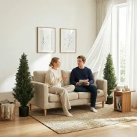 HOMCOM Set of 2 Decorative Artificial Plants Cypress in Weighted Pot, Fake Plant with 1092 Leaves, 120 cm(m-9)