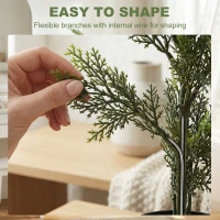 HOMCOM Set of 2 Decorative Artificial Plants Cypress in Weighted Pot, Fake Plant with 2035 Leaves, 150 cm(m-6)