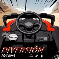 AIYAPLAY Coche Eléctrico para Niños 12V con 2 Motores Control Remoto 2,4G Suspensión Trasera Faros Música Rojo(m-7)